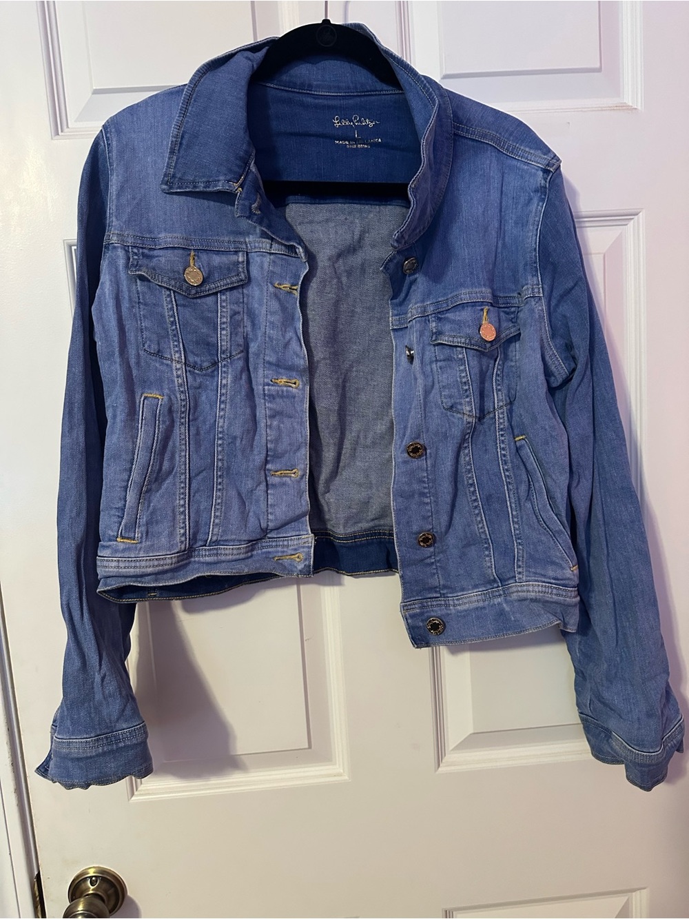 Lilly Pulitzer Light Blue Denim Jacket - Women’s Classic Jean Jacket size large